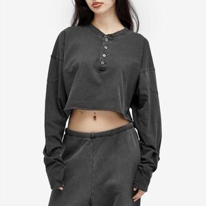 NWT! Joah Brown Vintage Henley Long Sleeve Crop Top